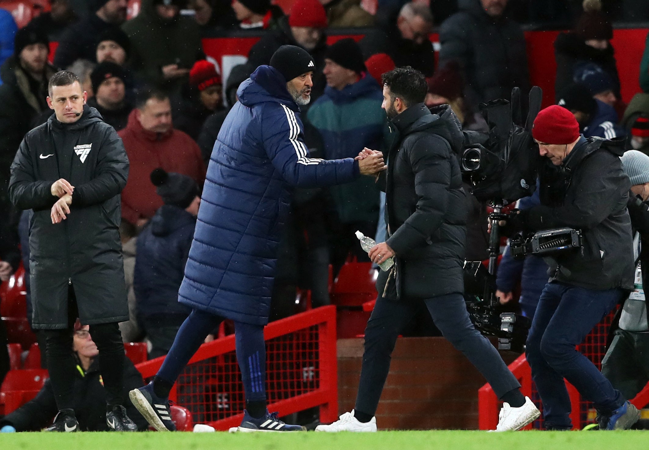 Nuno Espirito Santo, left, shakes hands with Ruben Amorim after the match