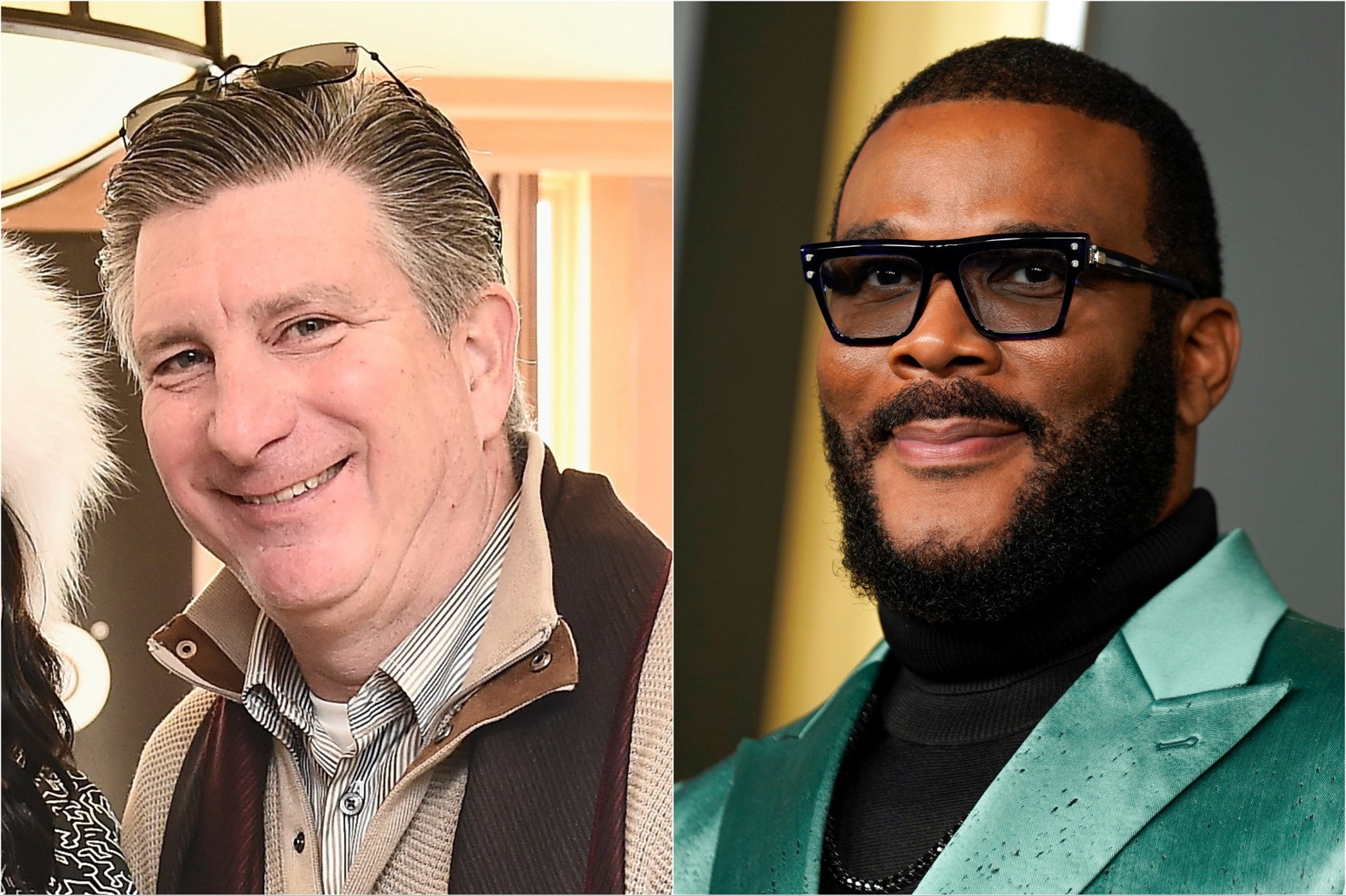 Steve Mensch (clì) agus Tyler Perry (deas)