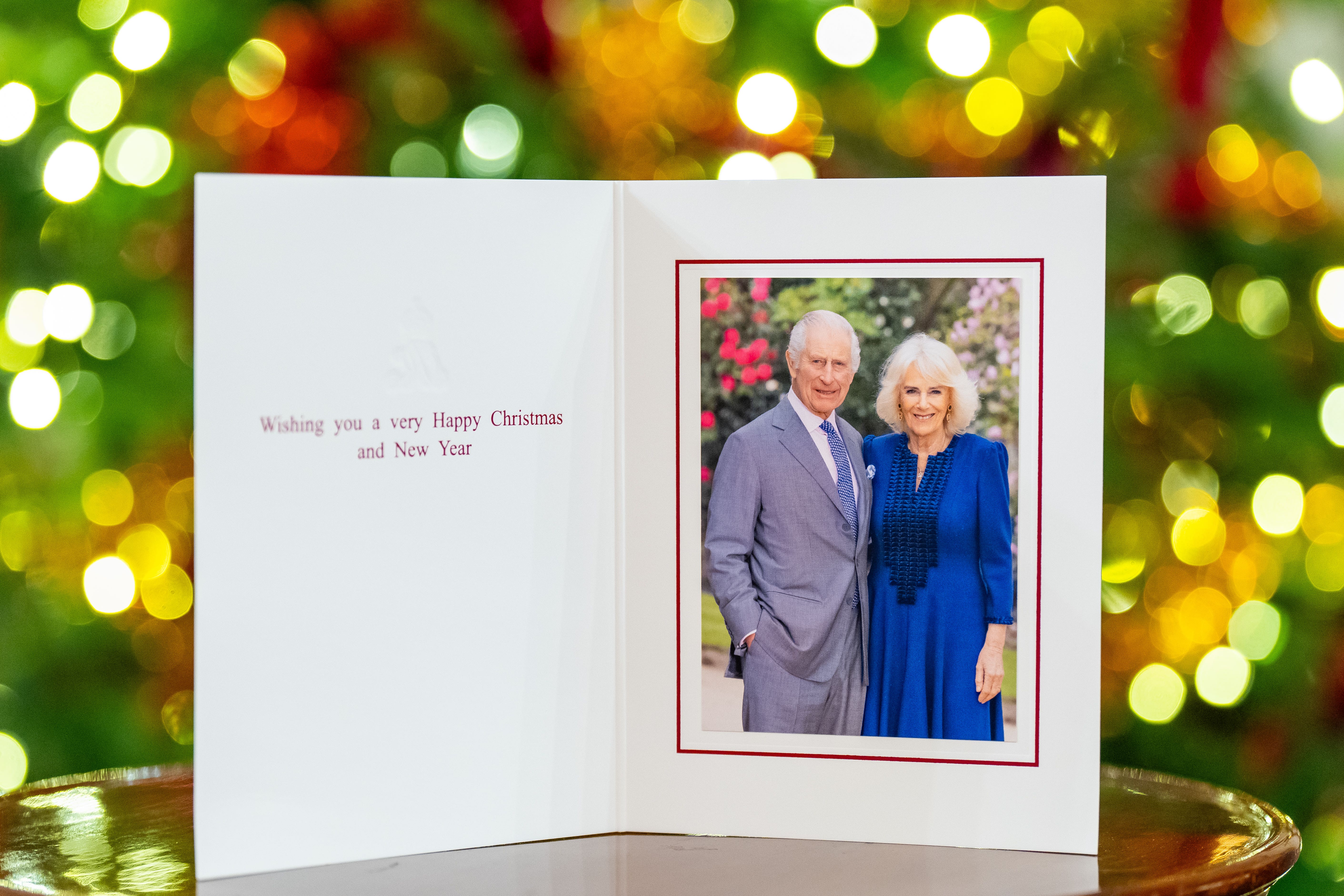 The 2024 Christmas card of the King and Queen features a photo of the couple taken by Millie Pilkington at Buckingham Palace (Buckingham Palace/Millie Pilkington/PA)