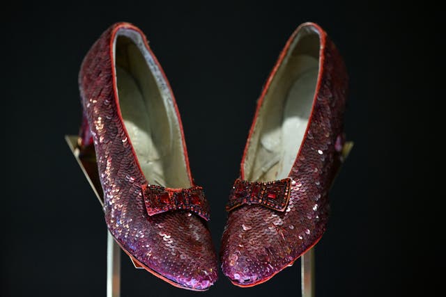 <p>The ruby slippers worn by Judy Garland in ‘The Wizard of Oz'</p>