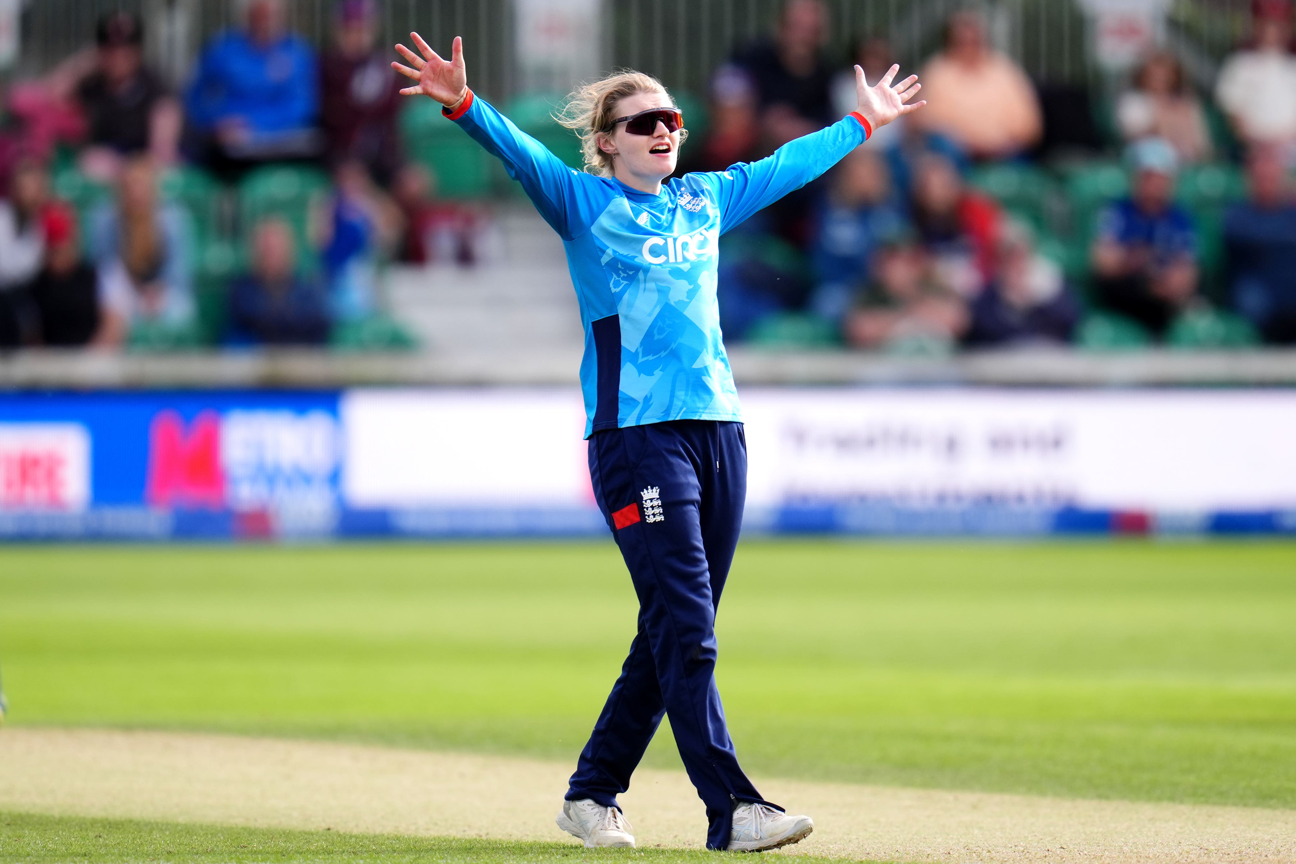 Charlie Dean claimed a hat-trick in England’s six-wicket win against South Africa in Durban (John Walton/PA)