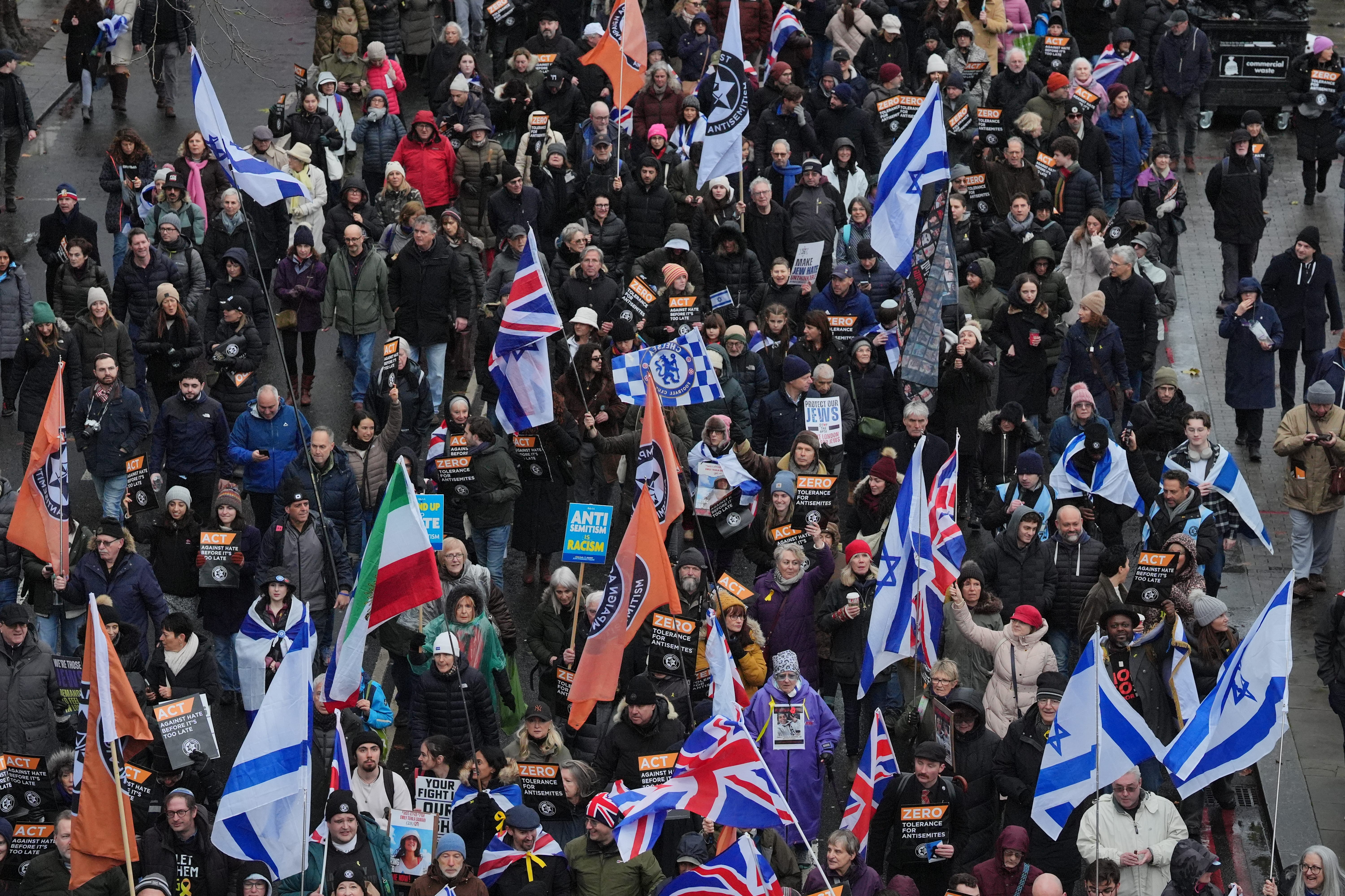 People during a Campaign Against Antisemitism march in central London (Jonathan Brady/PA)