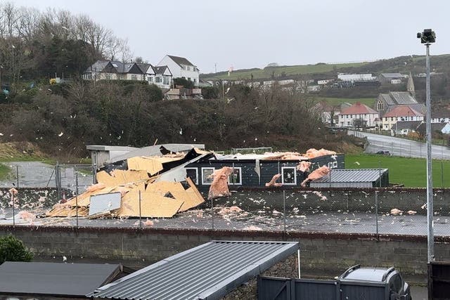 The pre-school’s roof was scattered by the strong winds (Cylch Meithrin/PA)