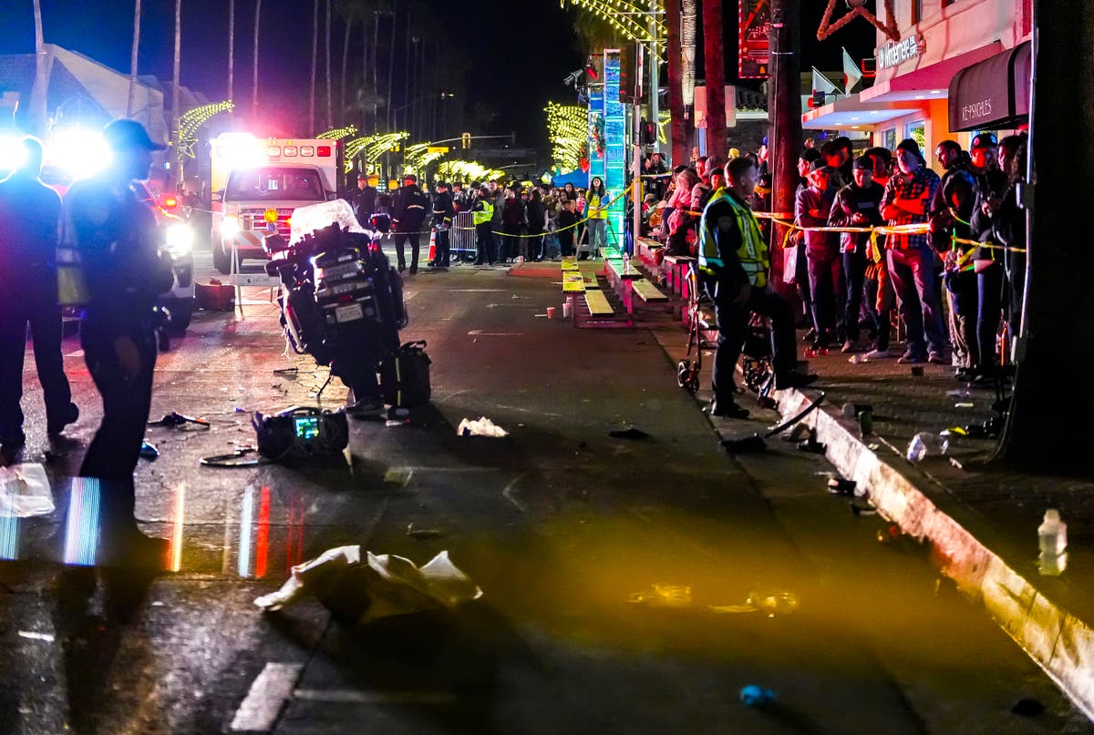 10 injured after police traffic officer on a motorcycle crashes into bystanders at California parade