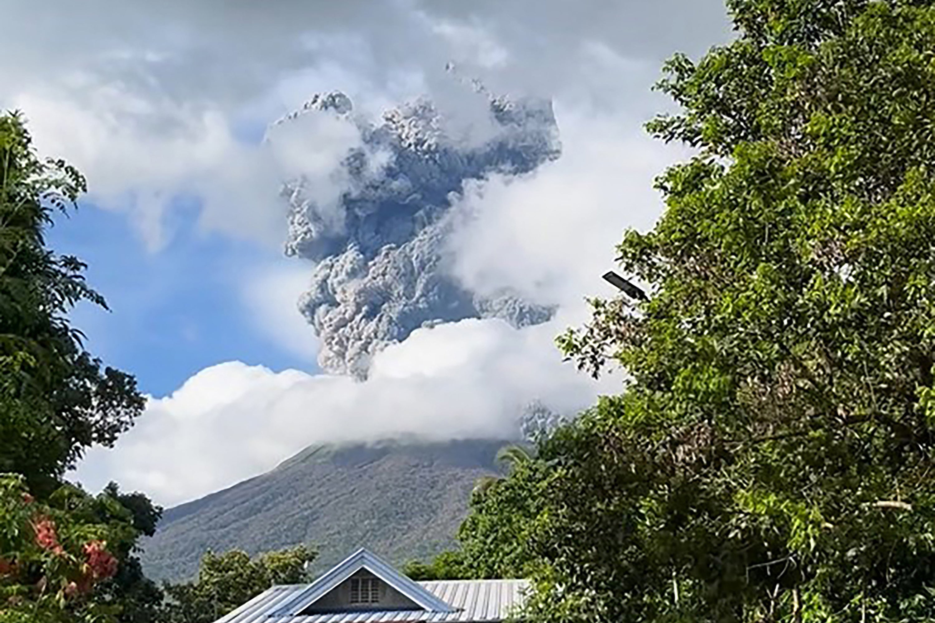 Kanlaon volcano eruption seen from Biak na Bato village in La Castellana town in Negros Occidental province, central Philippines