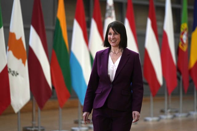 Britain’s Chancellor of the Exchequer Rachel Reeves arrives for a meeting of eurogroup finance ministers at the European Council building in Brussels, Monday, Dec. 9, 2024. (AP Photo/Virginia Mayo)