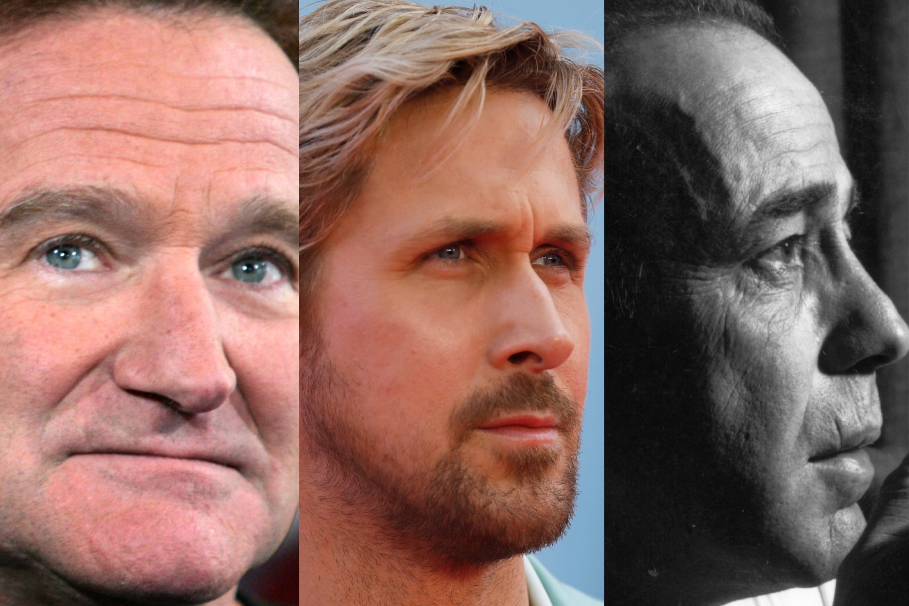 <p>Right to left: Humphery Bogart, Robin Williams, and Ryan Gosling</p>