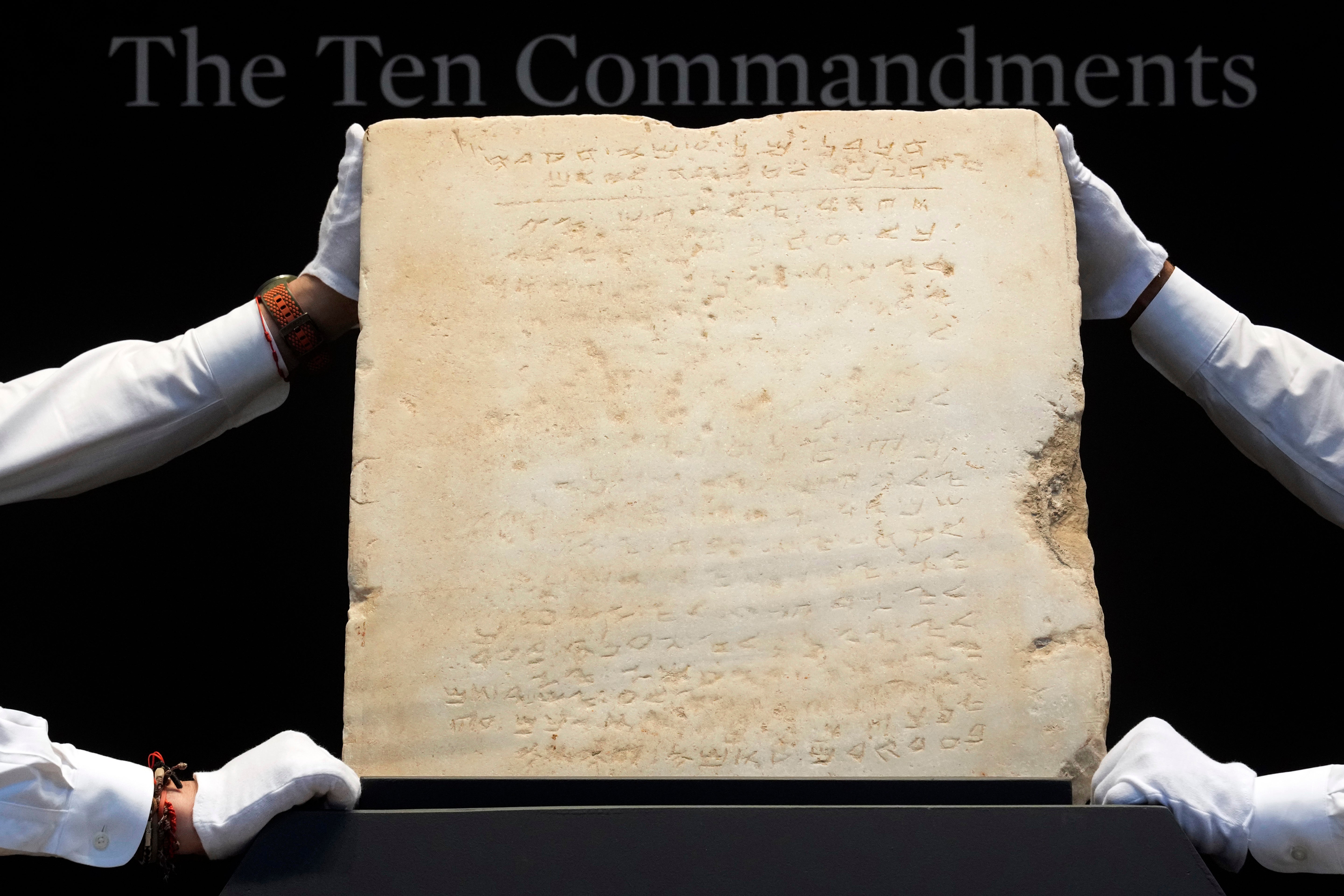 The oldest complete tablet of the Ten Commandments, weighing 115-pounds and approximately 1,500 years old