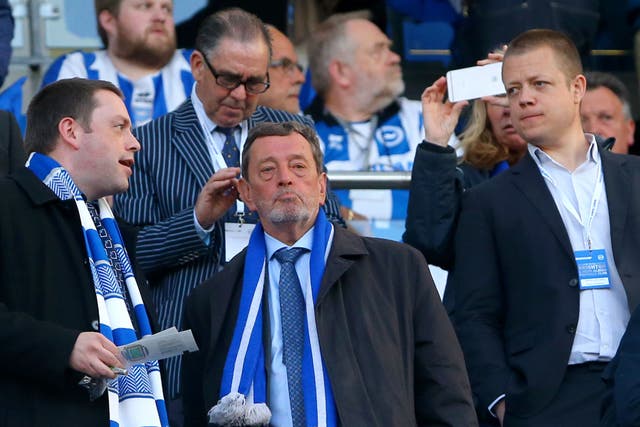 Sheffield Wednesday supporter Lord Blunkett (front row, right) takes his seat in the stands (Gareth Fuller/PA)