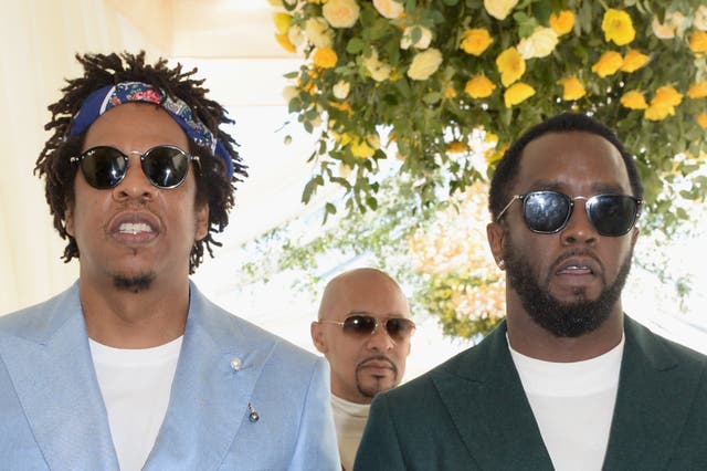 <p>Jay-Z and Diddy attend the 2019 Roc Nation Brunch in Los Angeles</p>