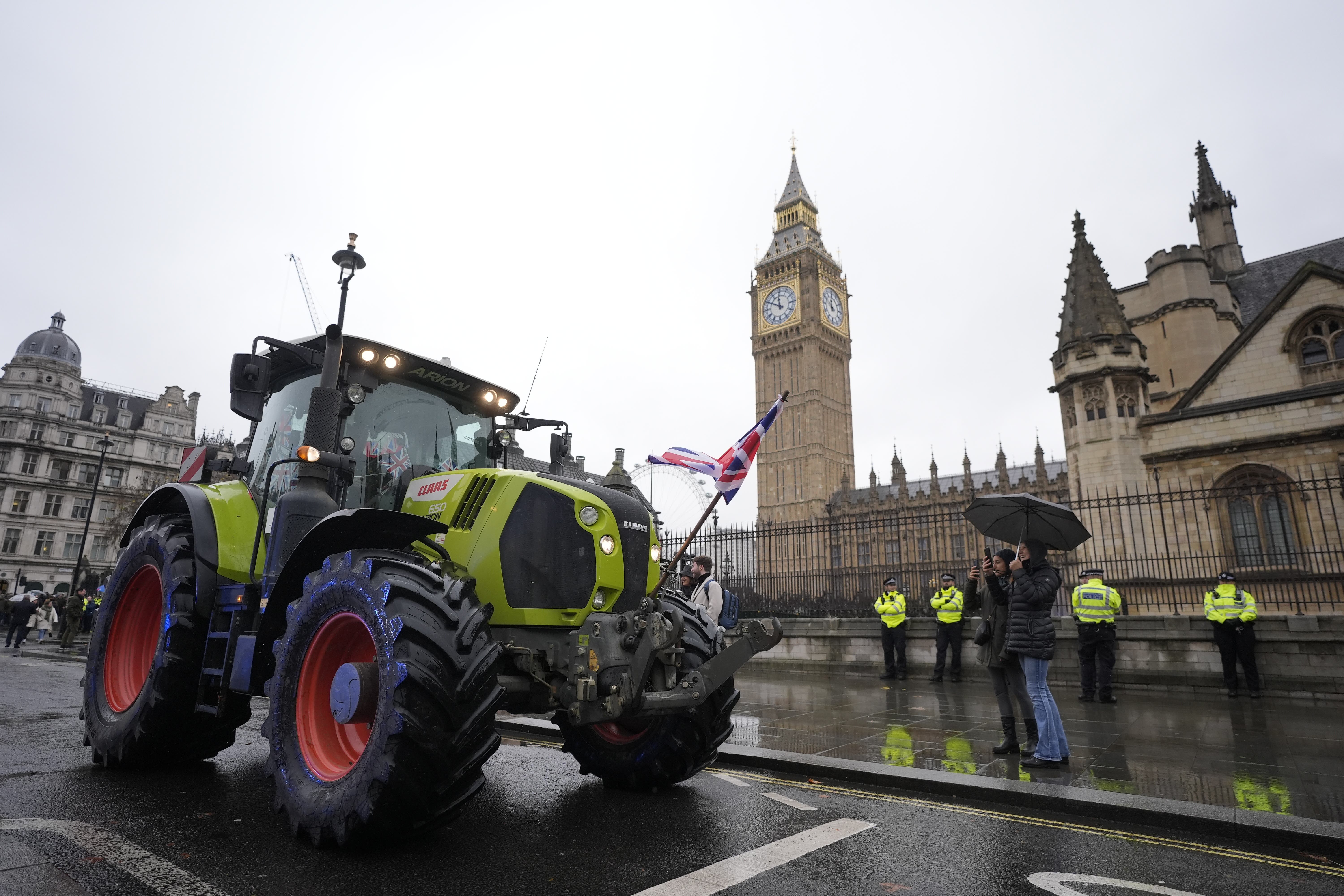 Tractors drove through central London in a protest last month (Andrew Matthews/PA)