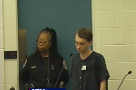 Joseph Voigt appears in Orange County, Florida, court Monday after being accused of shooting his parents in the city of Bartow over the weekend