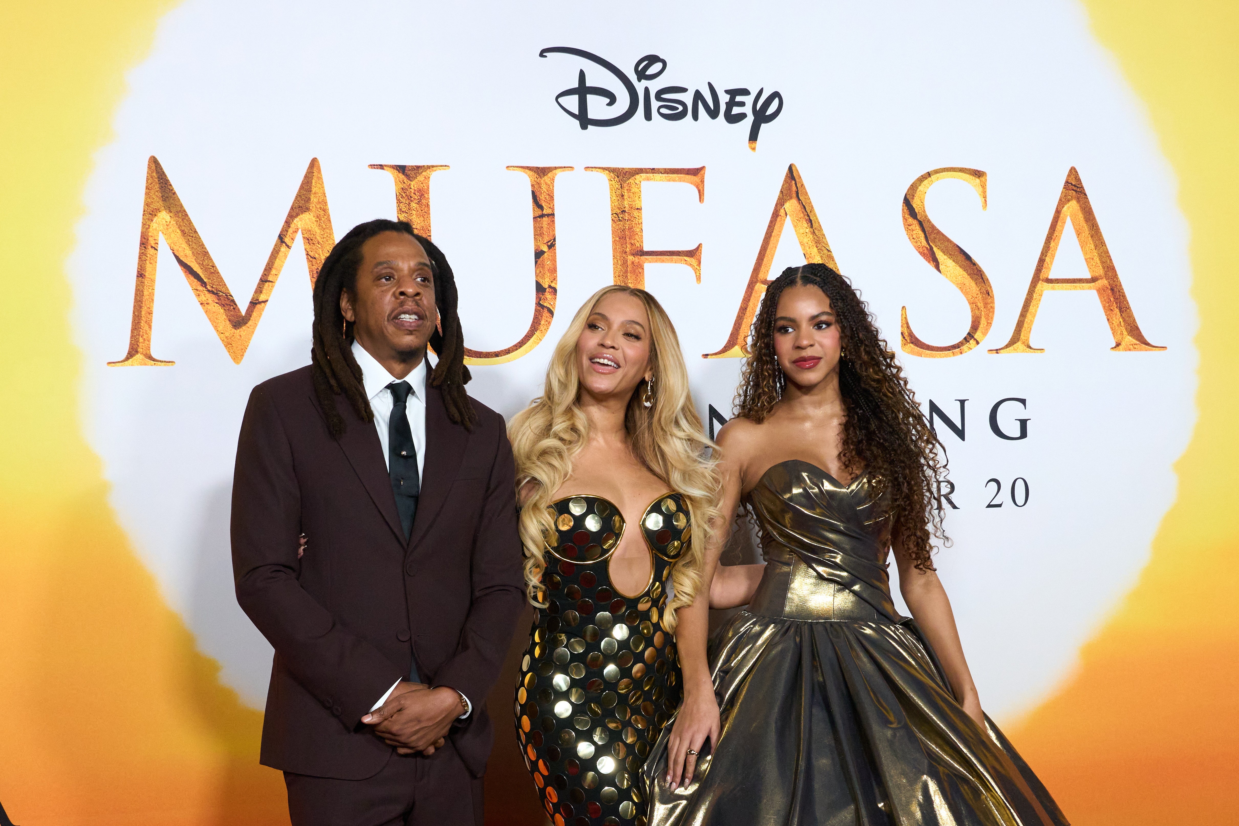 Jay-Z, Beyonce, and Blue Ivy Carter, attend the premiere of Disney’s Mufasa: The Lion King