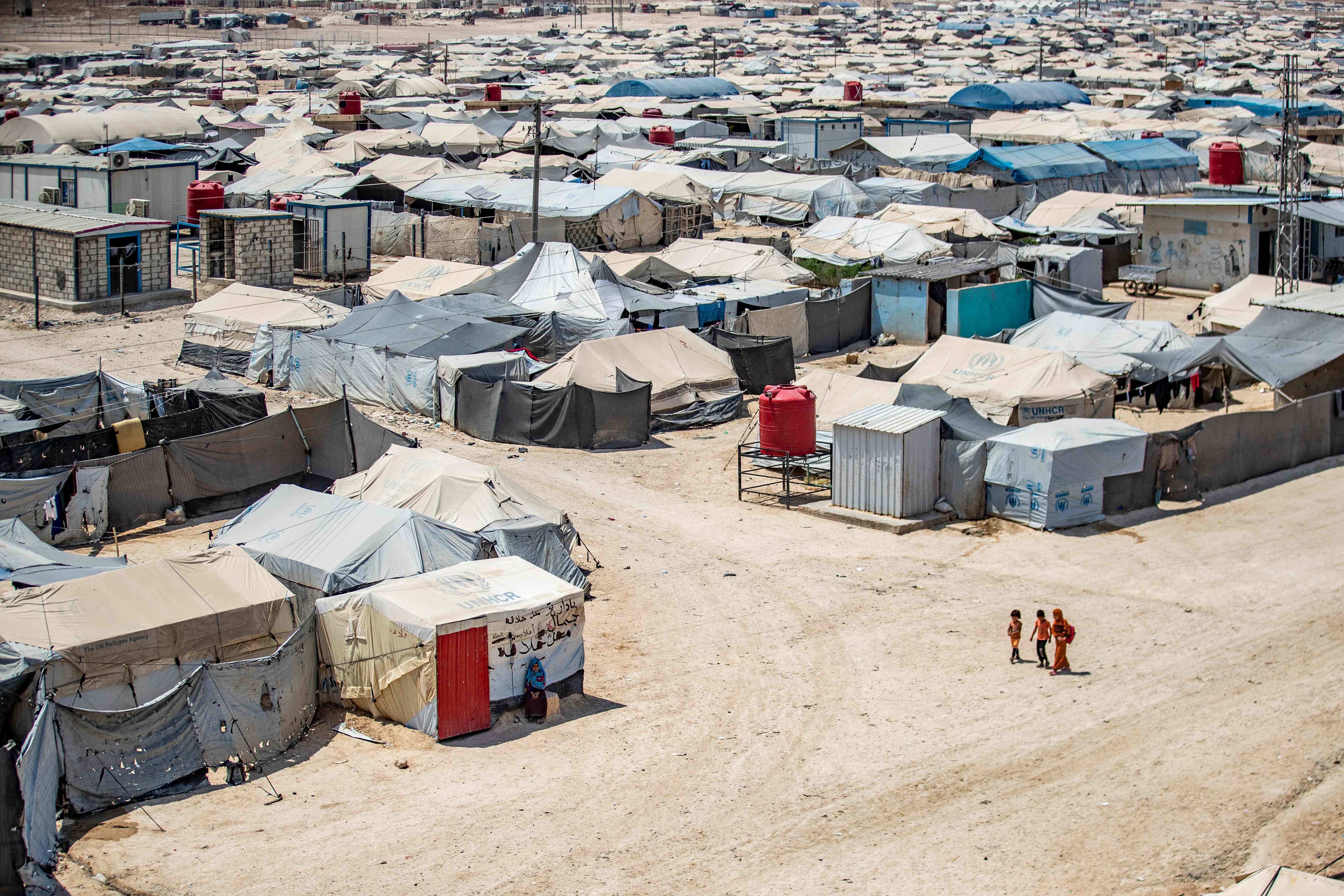 A pictured taken in 2021 of Hol detention camp in Syria, which like Roj detention camp, where Ms Begum is held, holds families with links to Islamic State