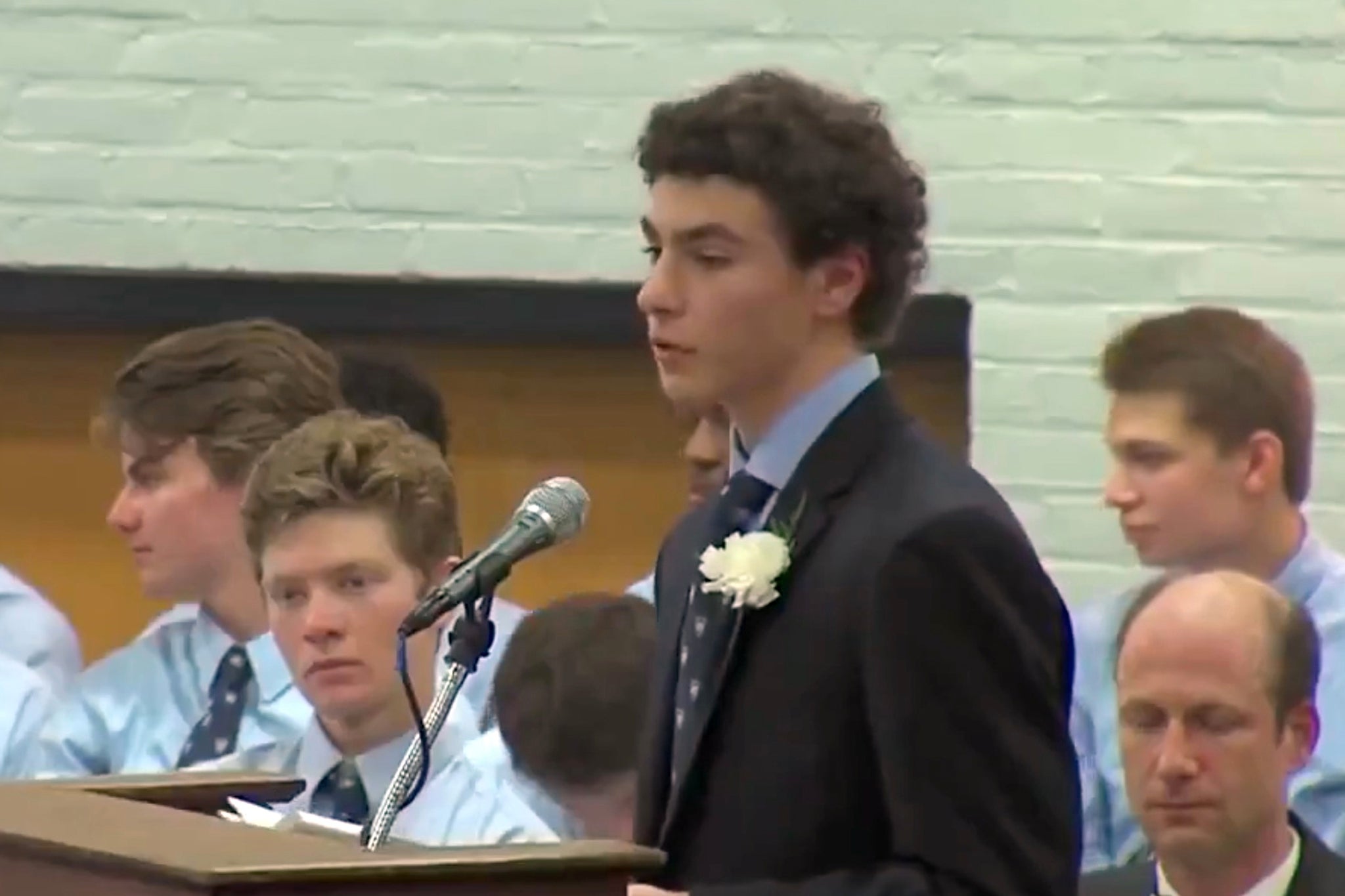 Valedictorian Luigi Mangione gives a farewell speech to the Class of 2016 during commencement at Gilman School