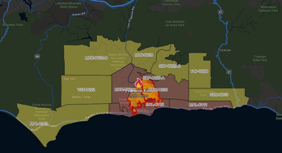 The Los Angeles County fire started late last night. Its cause is unknowm, and the blaze is not yet contained