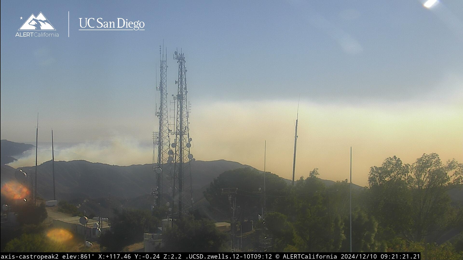 Yellowish smoke fills the skies in Los Angeles County. The Franklin Fire was not yet contained