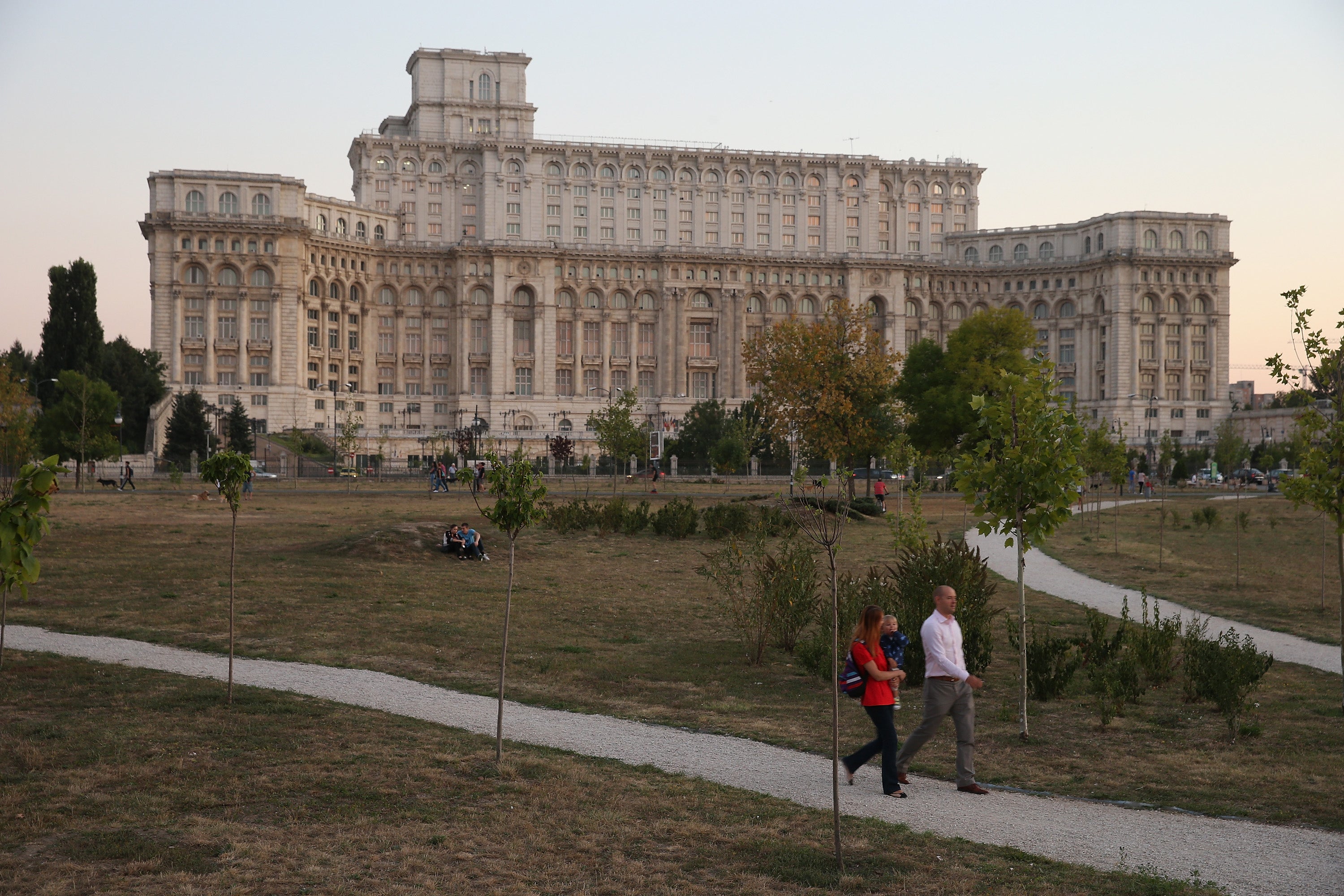 A playground at the Palace of the Parliament, built by Romanian dictator Nicolae Ceausescu