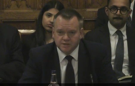 European affairs minister Nick Thomas-Symonds gives evidence to a committee