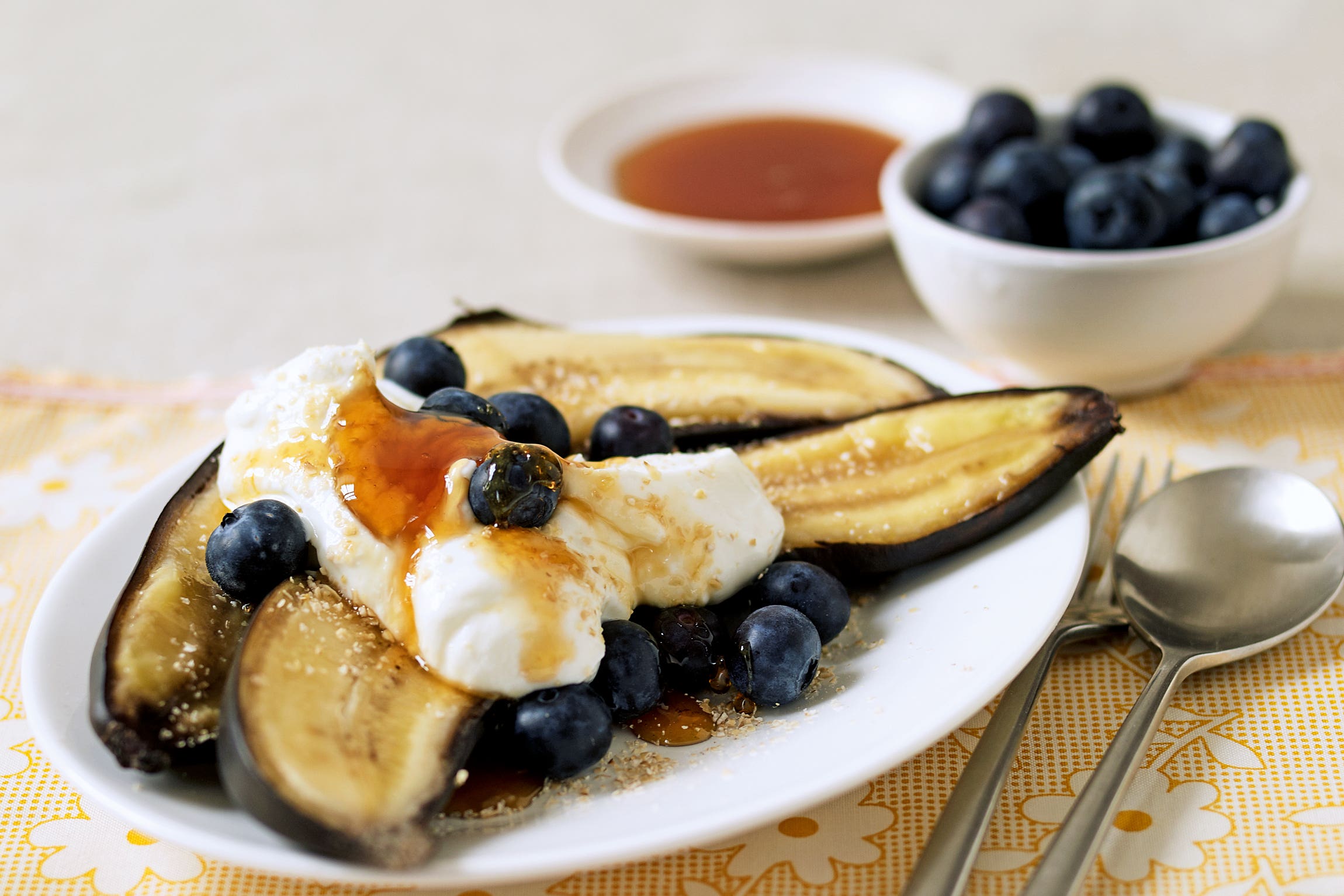 Bananas, blueberries and honey are a match made in heaven