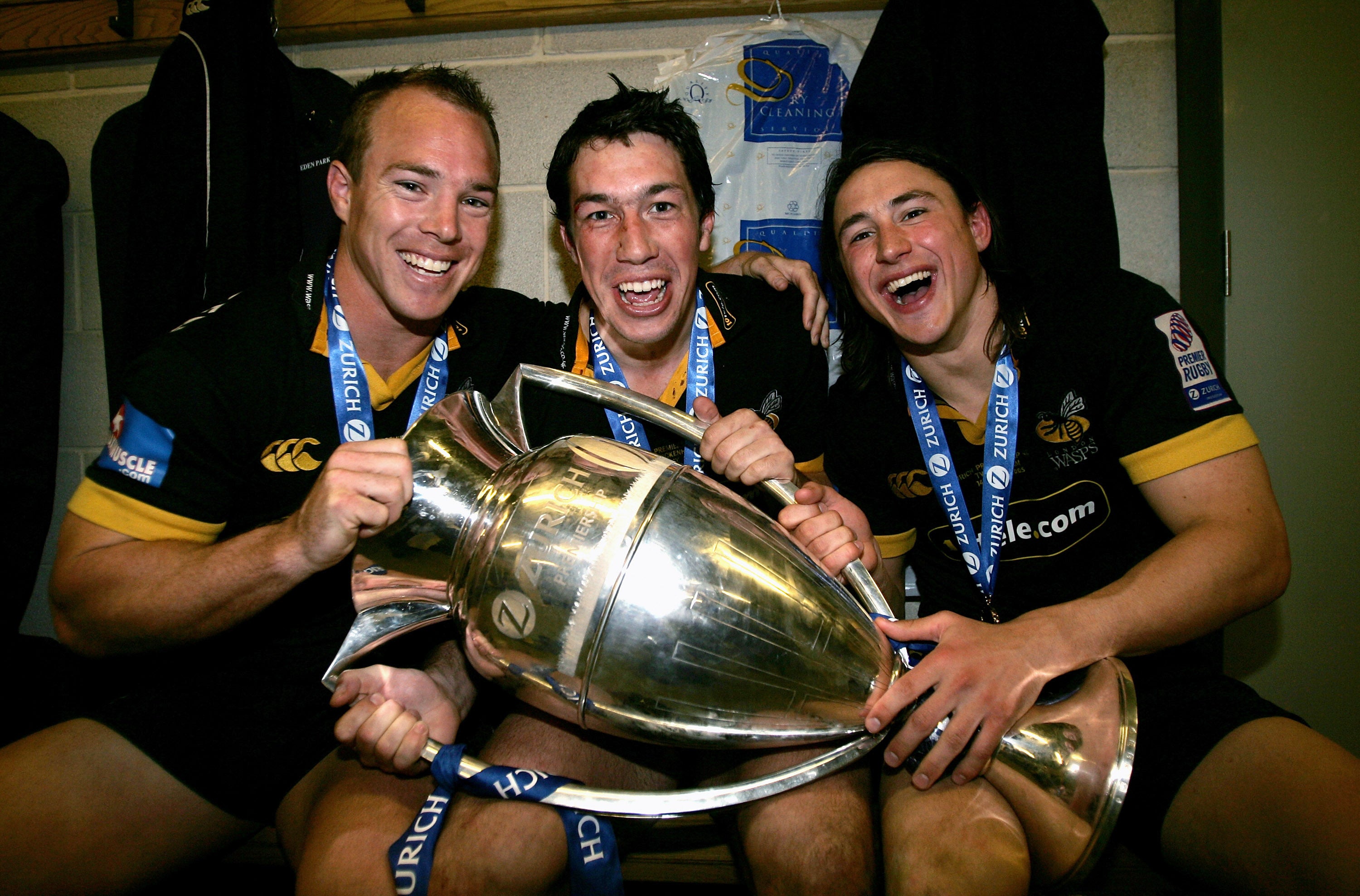 Voyce (centre) won a hatful of trophies during his time with Wasps