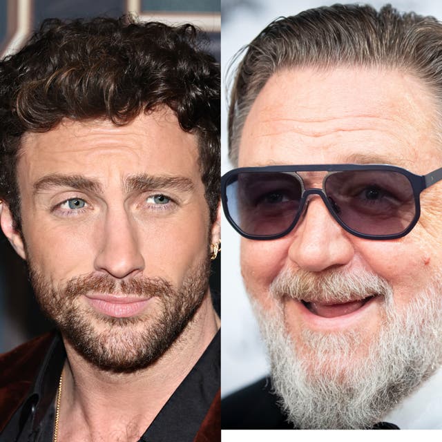 <p>Aaron Taylor-Johnson (left) and Russell Crowe (right)</p>