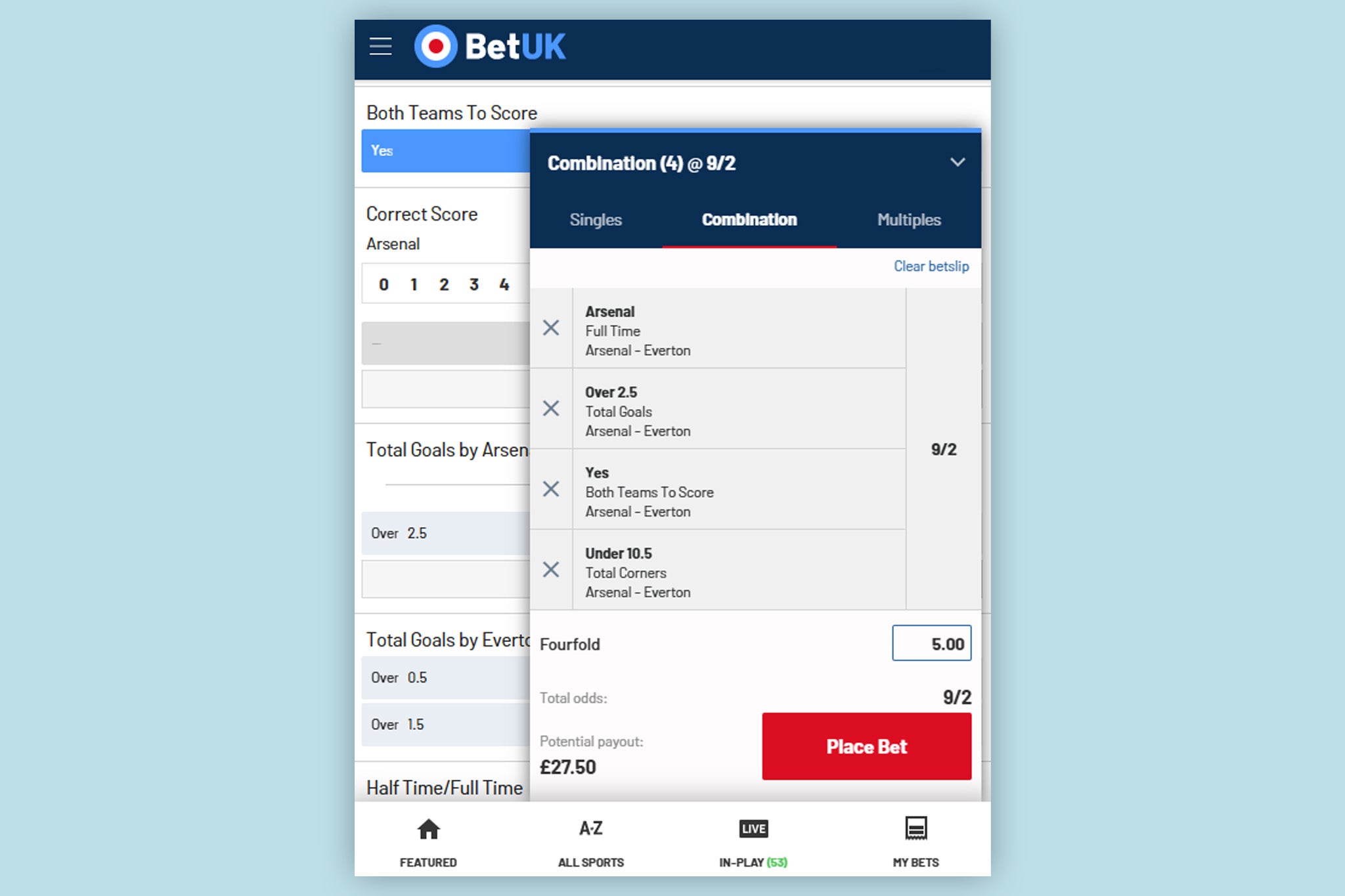 Bet Builders are very simple to put together on BetUK