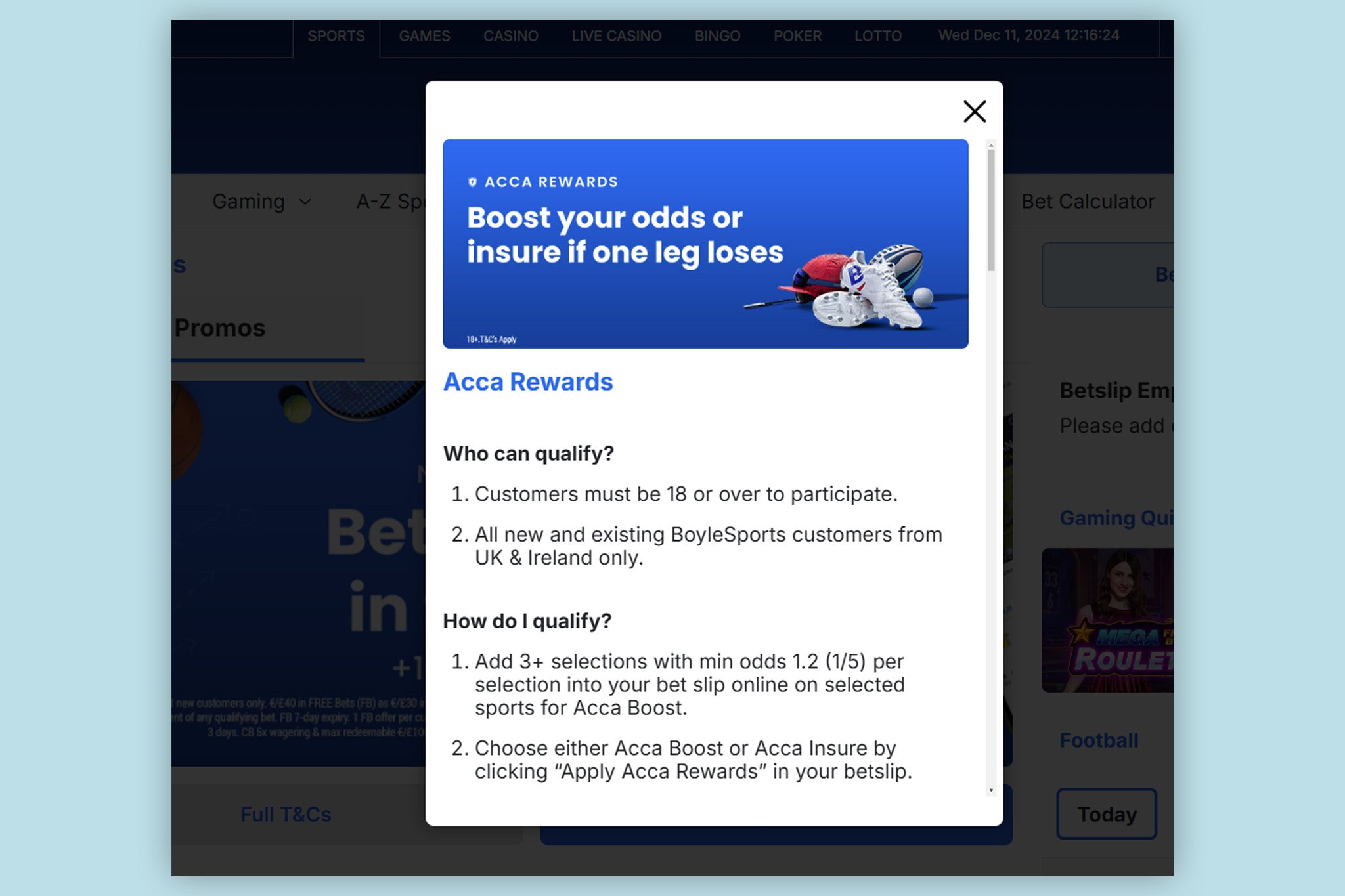 BoyleSports give players lots of promo options when placing accumulators