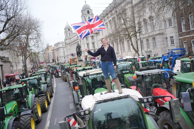 <p>A protest by farmers in Westminster, London, over the so-called tractor tax </p>