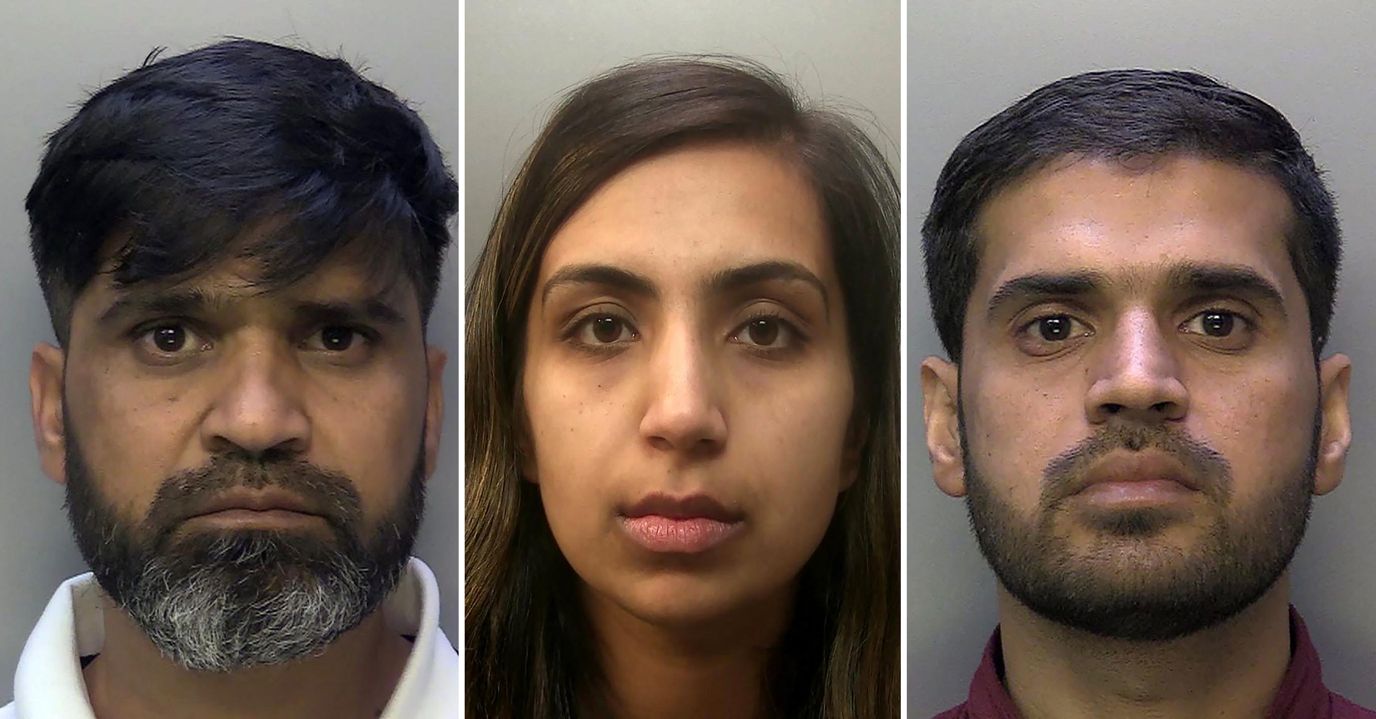 Urfan Sharif (left) and Beinash Batool (centre) have been found guilty of her murder, while Faisal Malik (right) guilty of causing or allowing