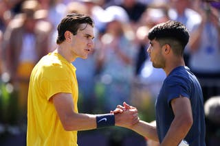 Jack Draper, left, had been due to train with Carlos Alcaraz (Zac Goodwin/PA)