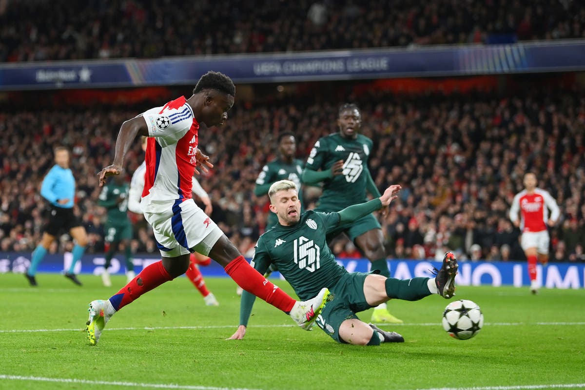 Arsenal vs Monaco LIVE: Champions League latest score and updates as Bukayo Saka puts hosts ahead