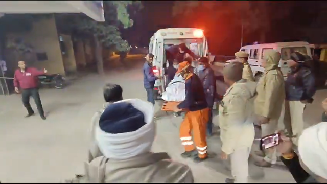 <p>Aryan Meena being taken to hospital</p>