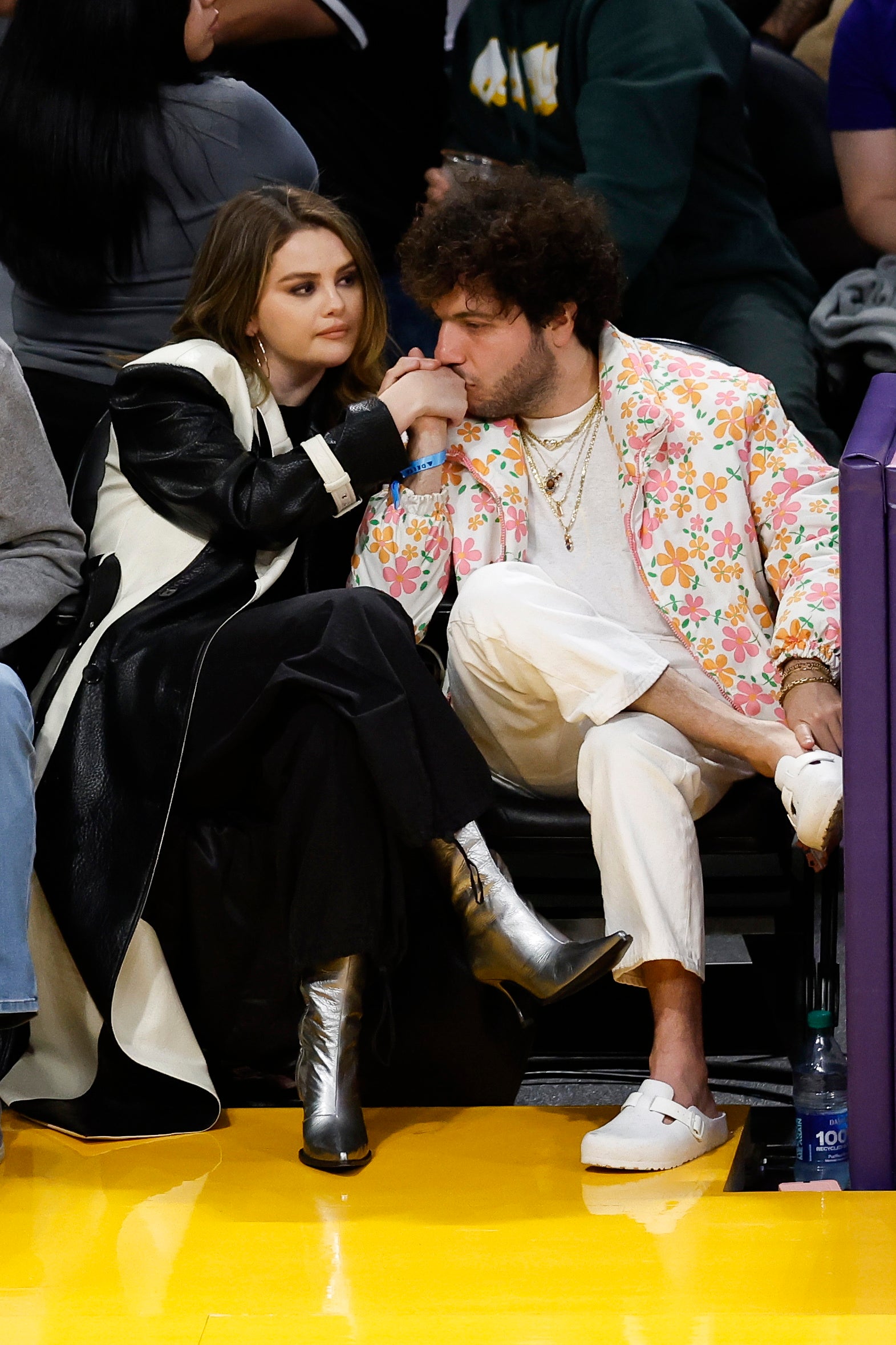 Gomez and Blanco sat courtside at a Los Angeles Lakers game