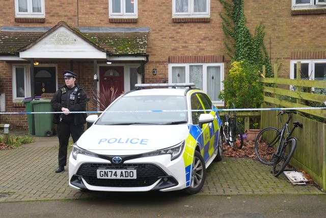 <p>Police outside a property on Siskin Close in Hawkinge where an eight-month-old baby girl was mauled </p>