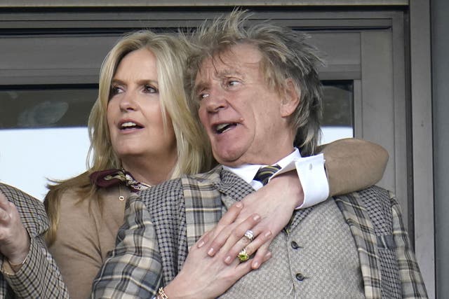 Sir Rod Stewart and wife Penny Lancaster. (Andrew Matthews/PA)