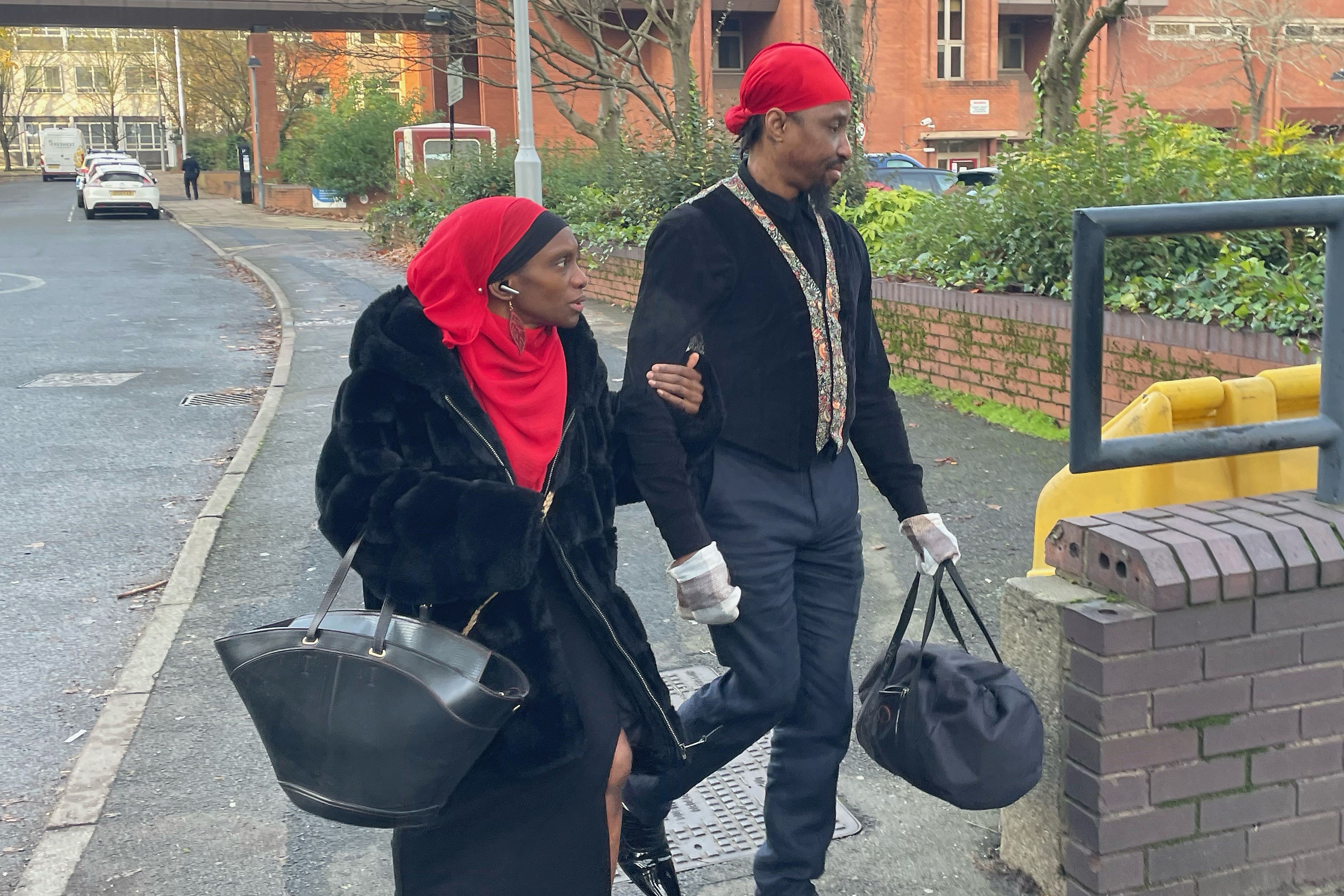 Naiyahmi (left) and Tai Yasharahyalah arriving at Coventry Crown Court, where they are on trial accused of causing or allowing the death of their three-year-old son Abiyah Yasharahyalah, whose body was found buried in December 2022 in the garden of their former home in Handsworth, Birmingham. Picture date: Thursday November 28, 2024.