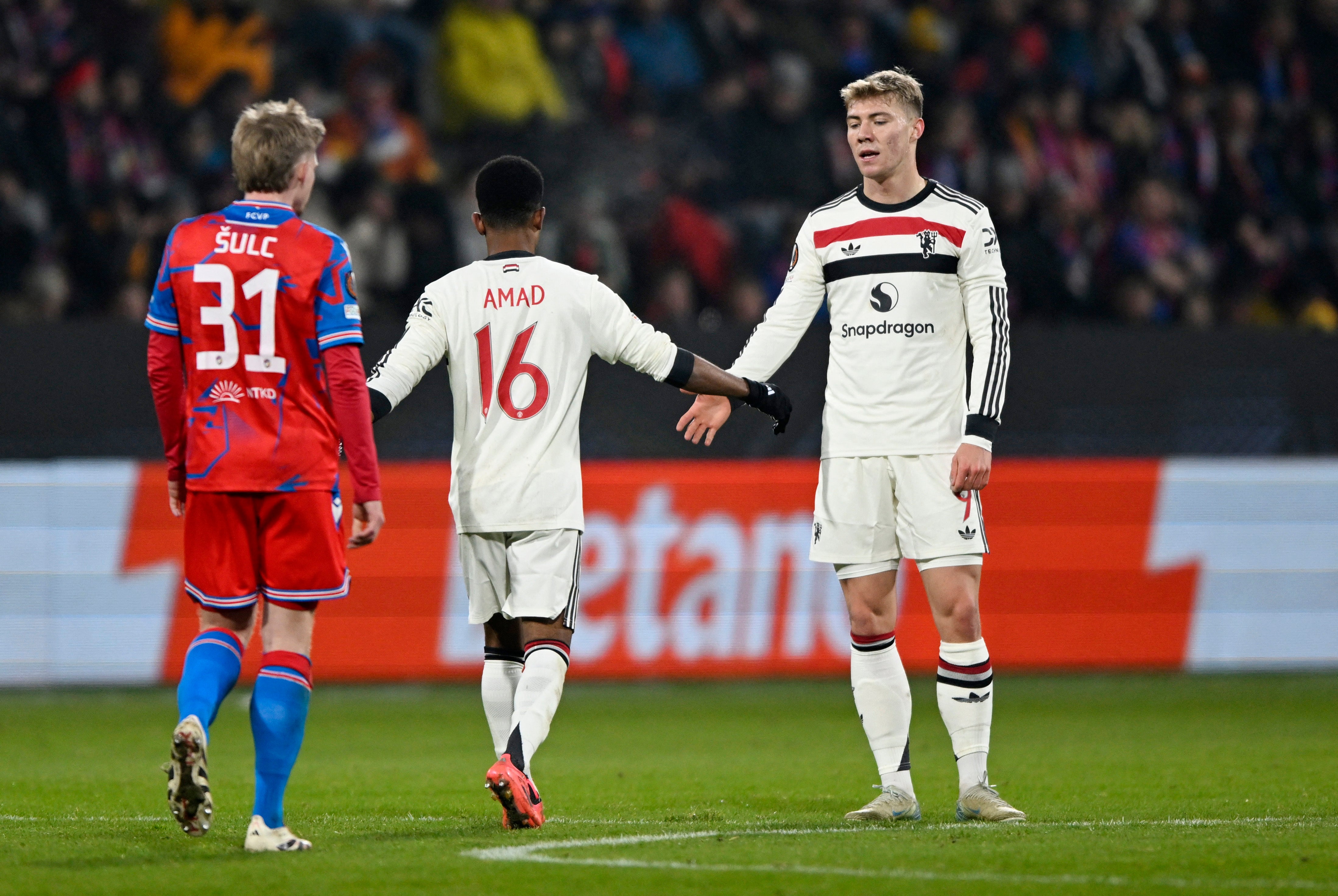 Rasmus Hojlund and Amad Diallo had earlier celebrated together