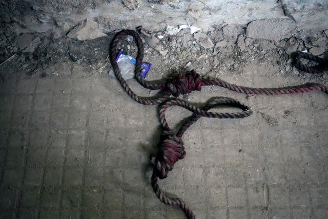 <p>A blood-stained rope lies on the floor in the infamous Saydnaya military prison, just north of Damascus, Syria, early this week. Crowds gathered to enter the prison, known as the “human slaughterhouse,” after thousands of inmates were released following the rebels’ overthrow of Bashar al-Assad’s regime. </p>