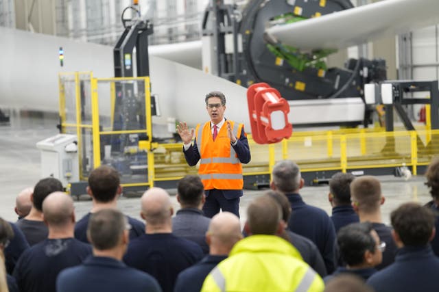 Energy Security and Net Zero Secretary Ed Miliband during a visit to the Siemens Energy turbine factory in Hull to launch the clean power 2030 action plan (Danny Lawson/PA)