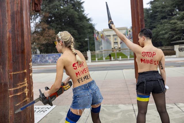 Switzerland Topless Protesters Russia