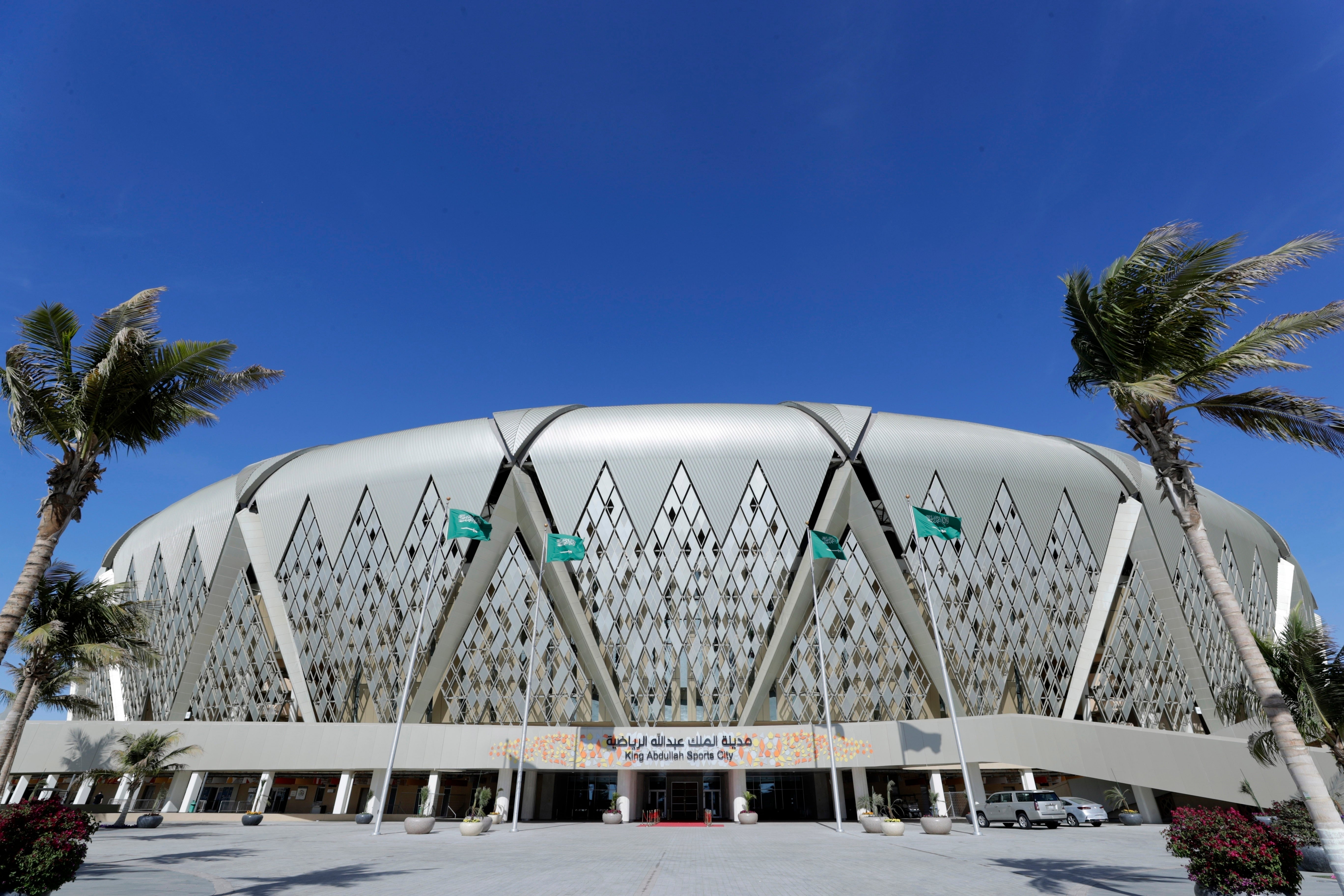 The King Abdullah sports city stadium stands in Jiddah, Saudi Arabia