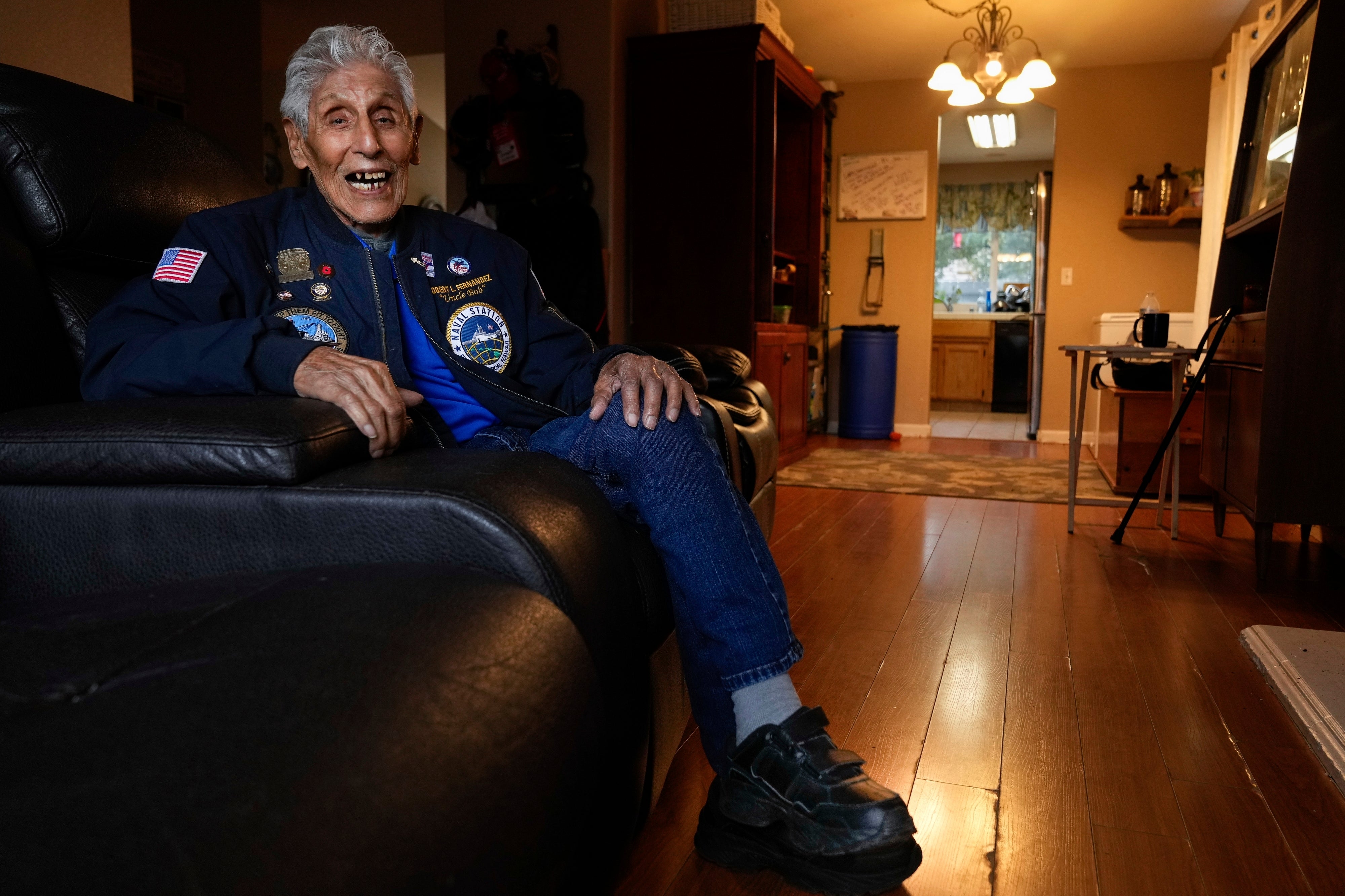 Pearl Harbor Navy veteran Bob Fernandez is photographed at home Tuesday, 19 November 2024