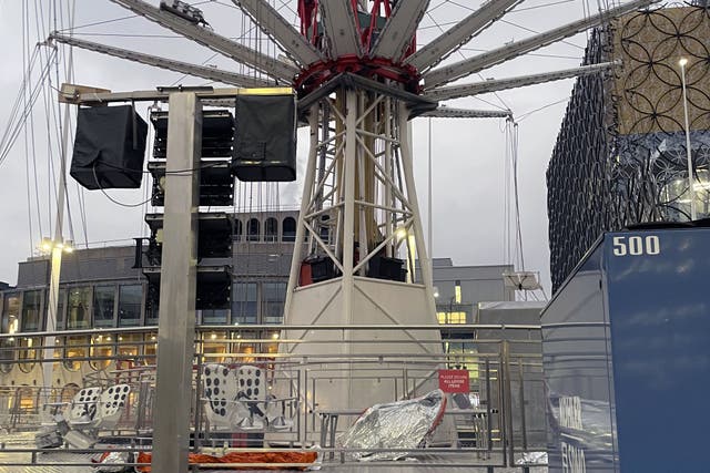 The City Flyer fairground ride in Birmingham, after two people were taken to hospital (Phil Barnett/PA)