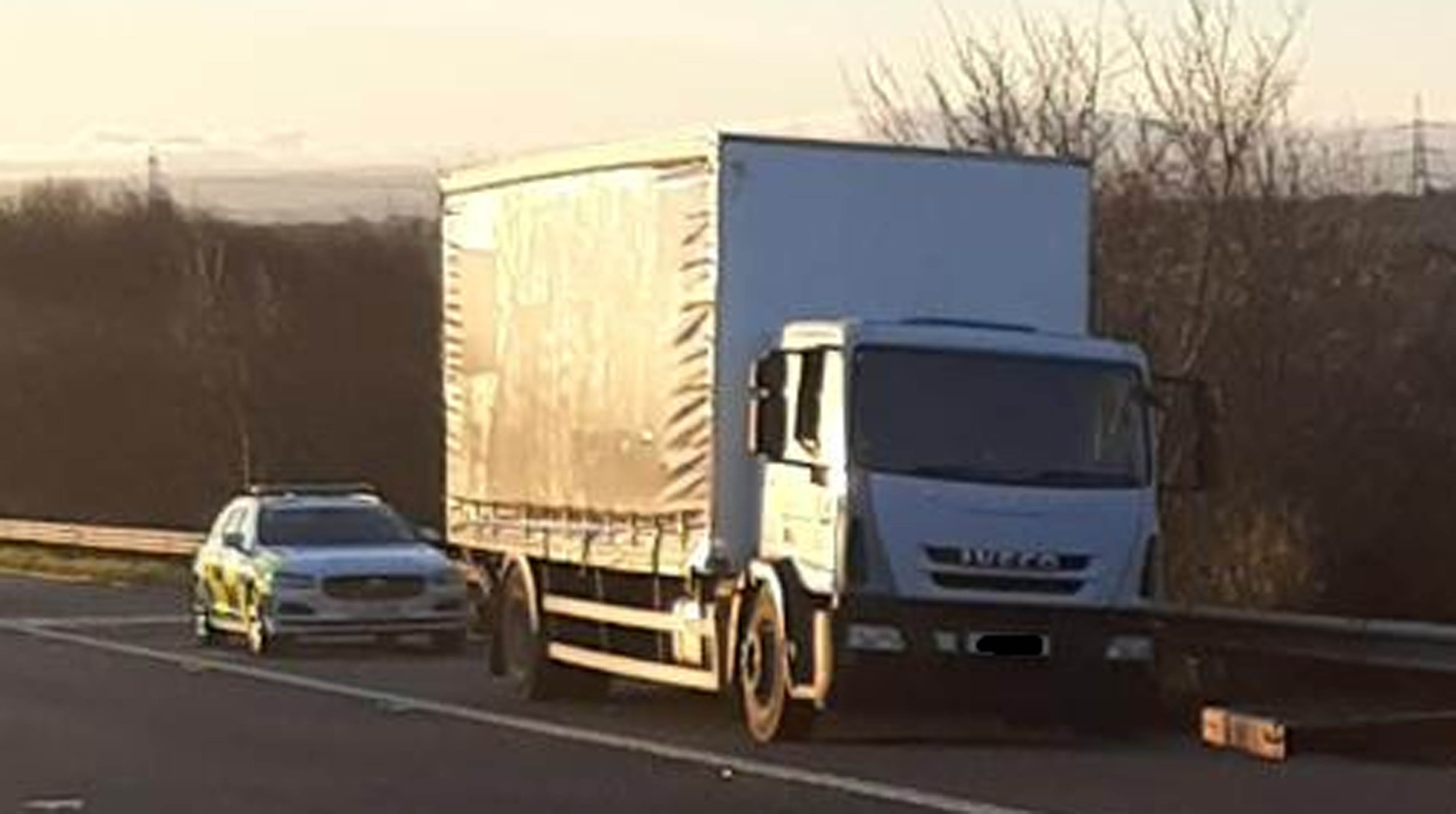 The lorry was stopped after a brief police chase on the M606 near Bradford on Saturday