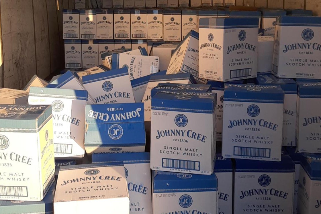 Up to £70,000 worth of single malt Johnny Cree whisky was found inside a lorry near Bradford