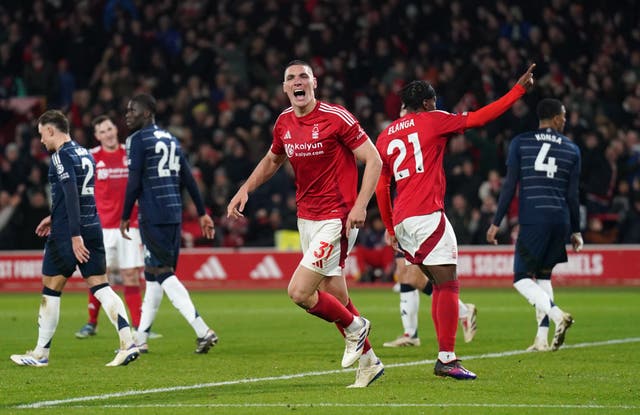 <p>Nikola Milenkovic helped Forest complete a remarkable comeback </p>