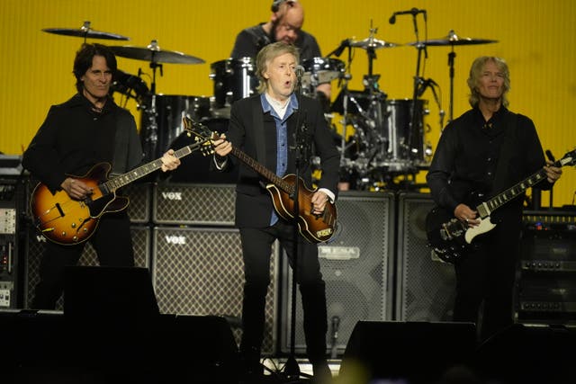 <p>Paul McCartney performing at Co-op Live in Manchester on Saturday night </p>