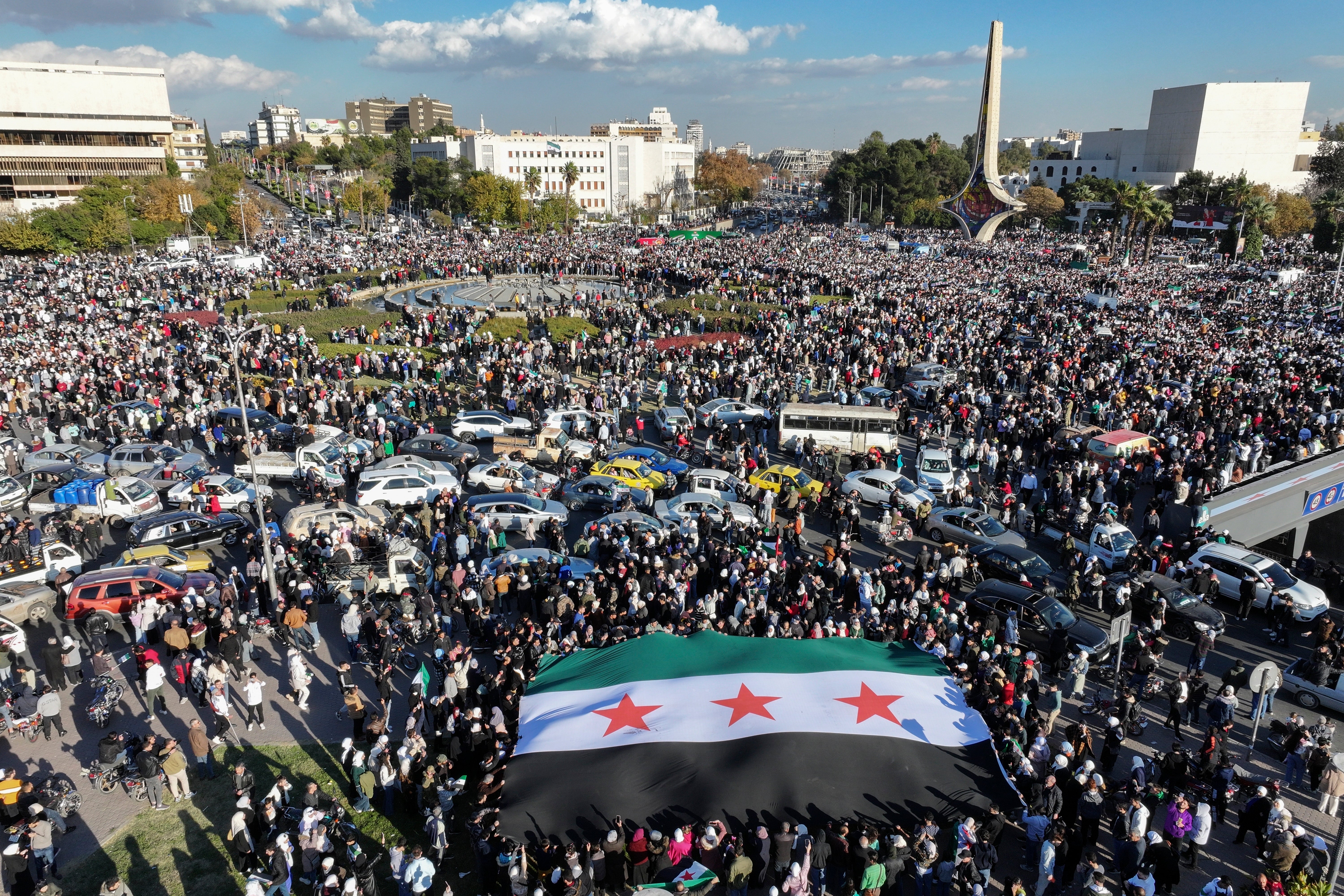 Syrians gathered across the country after morning prayers on Friday to celebrate the fall of the Assad regime