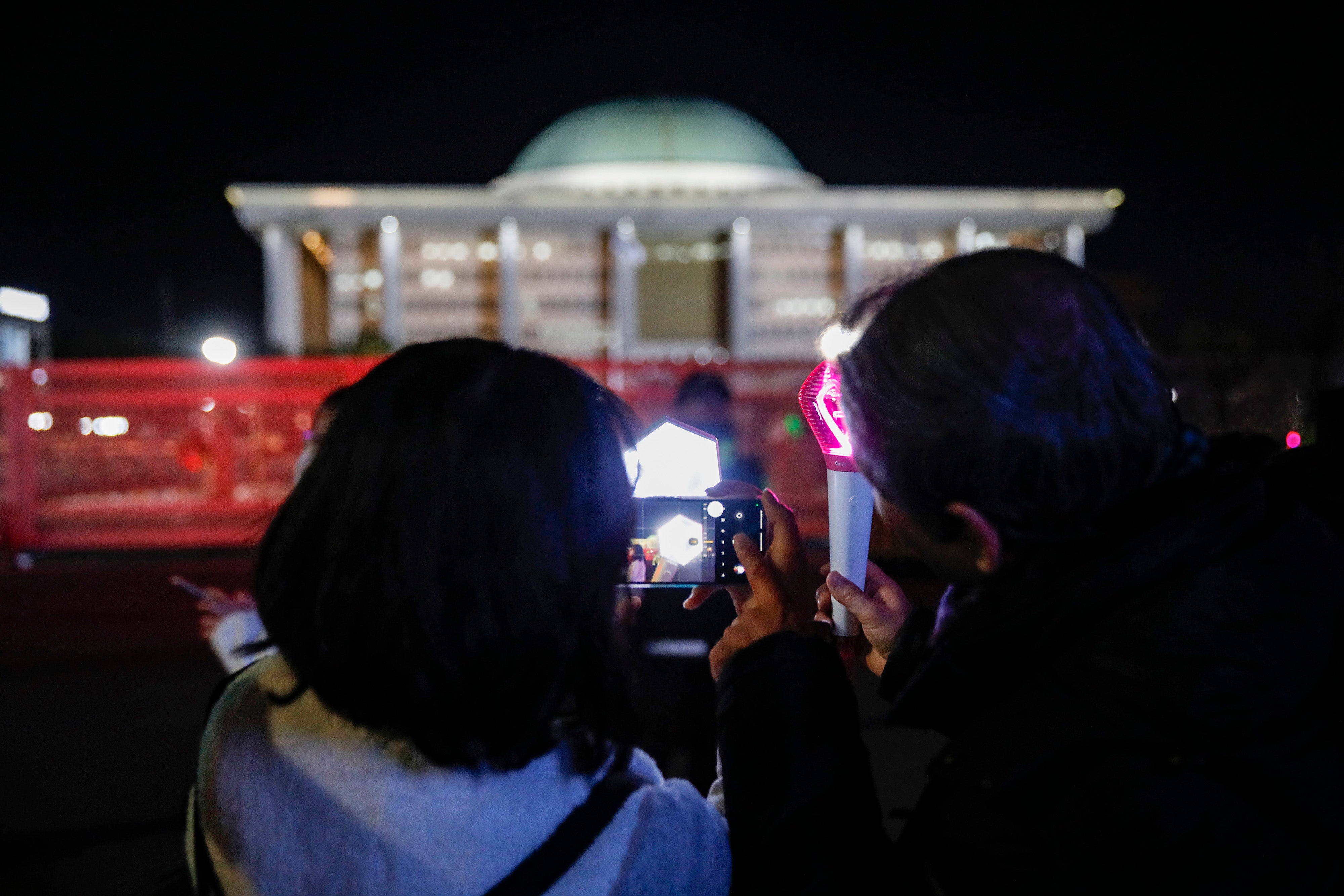 Protesters in front of National Assembly on 14 December 2024 following Yoon Suk Yeol’s impeachment